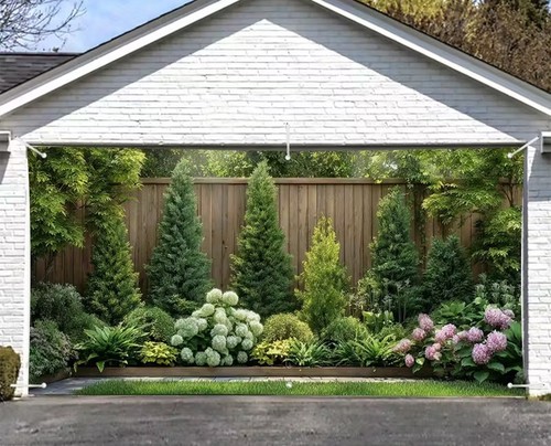 Greenery garden rustic garage - rustic,