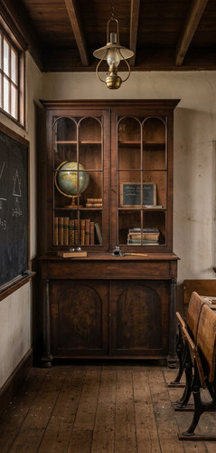 Antique bookcase with - antique,