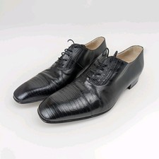 Paco Milan PAC Granada Black Kid Leather Dress Shoes EU 45 UK 10.5 Croc Effect