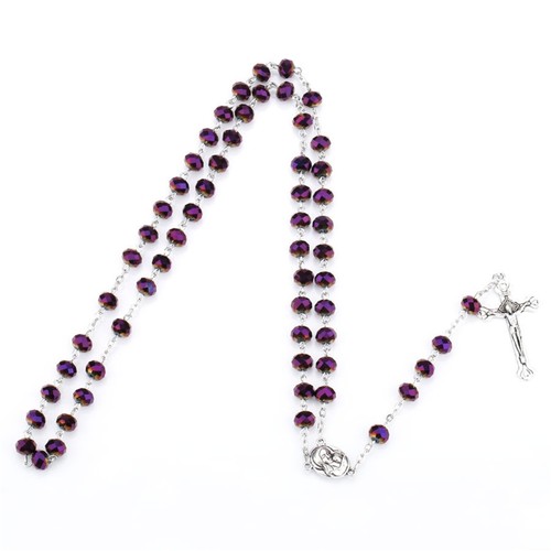 Purple crystal beads rosary - crystal,
