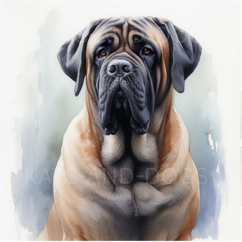 Mastiff dog watercolour art - mastiff,