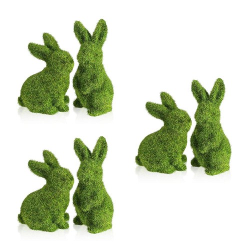 Green flocked bunny - bunny, figurines