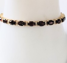 Gorgeous Garnet  9 Carat Gold Tennis Bracelet and Diamond . Hallmarked