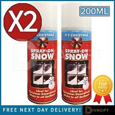 2 x FAKE SNOW SPRAY CHRISTMAS DECORATION ARTIFICIAL XMAS TREE SPRAY SNOW 200ML