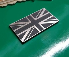 Union Jack Flag Bike Car Van Silver Acrylic Self Adhesive External Badge 1.5"
