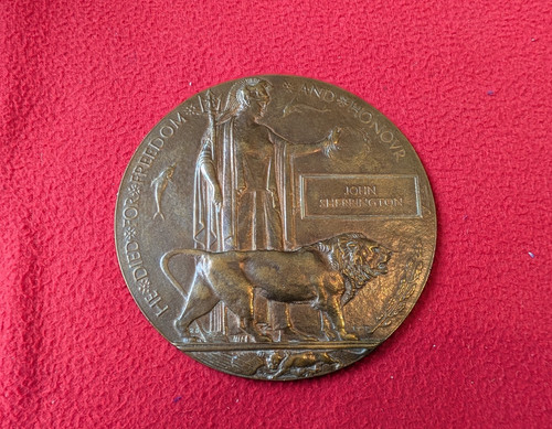 Wwi death plaque john - wwi,