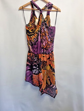 Vintage River Island Over Bikini Sheer Dress Size 12 Bright Purple And Orange
