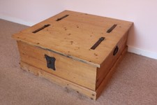 Vintage Solid Pine Double Sided Storage Chest Coffee Table Blanket Box