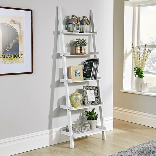 White ladder shelving unit - white, 5