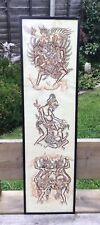 Old Antique c1920 Balinese Canvas Painting 3 Stages Of Raw Lust Vishnu Garuda