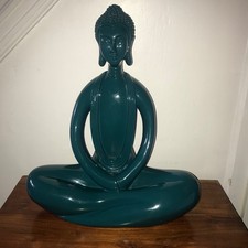 Gorgeous Large Teal Glossy Buddha Statue Meditation Relaxation Handmade Vietnam