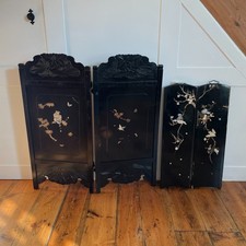 Vintage Japanese Lacquer Folding Panels Inlaid Mother of Pearl (project/repair)