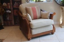 Handmade Multiyork  armchair solid wood carved bergere style linen RRP 2600