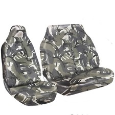 FOR VW TRANSPORTER T4 1990-2003 - HEAVY DUTY GREY CAMOUFLAGE VAN SEAT COVERS 2+1