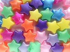 50 x Star Shape Pony Beads Pearl Finish 13mm Hole 4mm - Choose Your Colour
