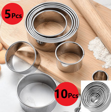 5/10PC Stainless Steel Round Biscuit Cutter Set Dumpling Pastry Mold Baking Tool