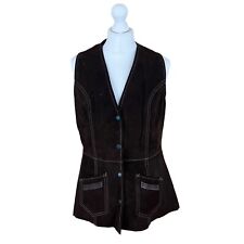 Vintage 70s Suede Waistcoat by Spinney Lamb Skin Brown Button Up Women’s M