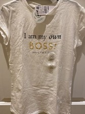 I Am My Own Boss Slogan White Tshirt UK Size 6 /EU 32