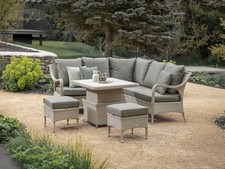 Bramblecrest Cherington Nutmeg Rattan Mini Corner Sofa with Table & 2 Stools