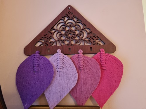 Leaf wood macrame - wood, hanging