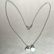 Tiffany & Co. Return to Mini Double Heart Tag Necklace Silver