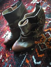Ladies Real  Leather Bertie. Brown Hidden Wedges Ankle Boots Size UK 8. EU 41