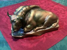 Early 1900’s ZSOLNAY Bull/Bison. Red Base With Early Stamp. Well Repaired Horn