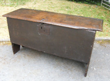 ANTIQUE OAK SIX PLANK SWORD CHEST COFFER BLANKET BOX c1560 ELIZABETH 1