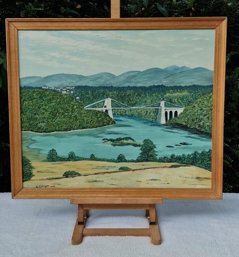 Framed oil artwork menai - framed,