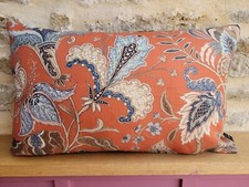 Linwood Fable Uhura Fabric Linen Tomato Orange & Mink Velvet Cushion Cover Ob