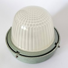 Vintage Holophane industrial ceiling wall light sconce refurbished glass metal