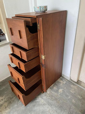 Vintage Burma Teak Chest of Drawers | Single Column Tallboy with Hidden Drawer |
