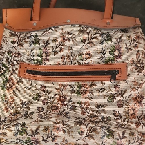 Floral tapestry tote bag zip - tote,