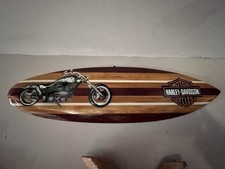 Wooden Surfboard Style Harley Davidson Motorcycle Sign Mancave Garage Home Bar