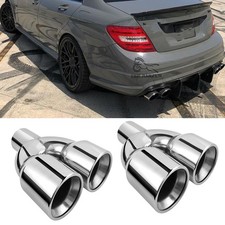 For Mercedes Benz C-Class C200 C250 2.5" Inlet Quad Exhaust Tip Stainless Steel