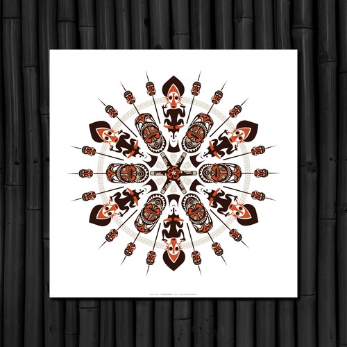 Tiki mandala art print - art,