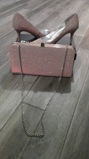 Dune ladies shoes size 6 used, pink/flesh comes with matching bag c/w chain.