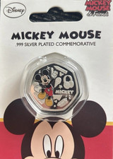 Disney Mickey Mouse .999  Silver Plated Commemorative Coin