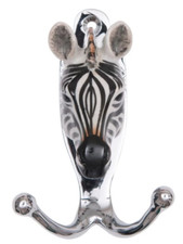 Ceramic Hook  By And Mary  Zebra  Chrome Finish