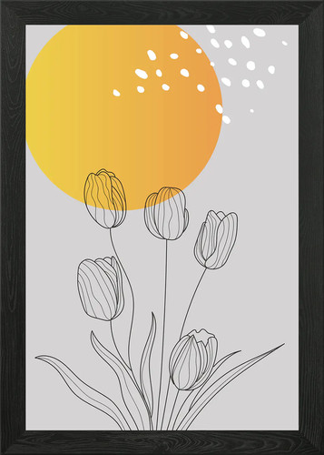 Tulip flowers line drawing