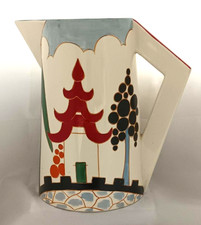 Wedgwood Clarice Cliff Bizarre Range ‘Kew’ Large Conical Jug Artist Signed Boxed