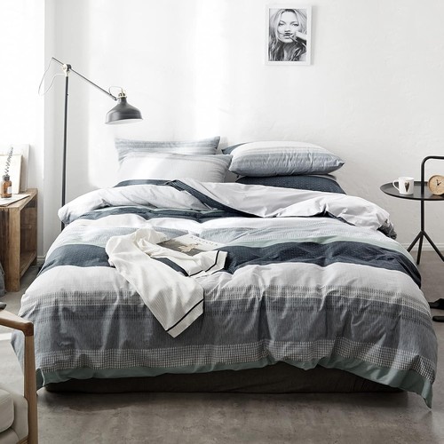 Washed cotton plaid duvet - washed,