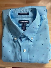 Land's End Blue "Tiny Yachts"  Long Sleeve shirt  - Size L / 16.5"