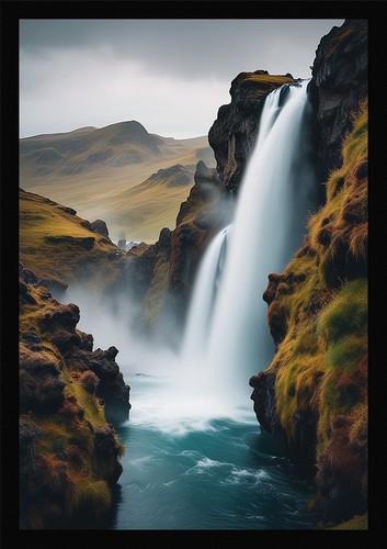 Waterfall beautiful framed - beautiful,