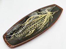 VINTAGE SLIP WARE HANDMADE STUDIO POTTERY CORN PLATTER SERVING DISH OVAL