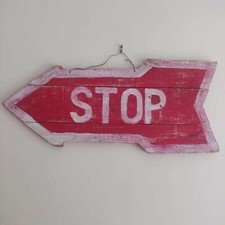 Vintage Wooden stop sign arrow hand made and painted