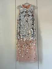 ZARA WOMAN SEQUINNED KNIT DRESS PINK SILVER