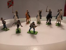 Britains Deetail 1:32 ACW Confederates x 5 Mounted & 3 Infantry Inc Officer Vint