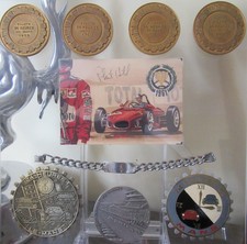 Le Mans drivers medals, pit crew bracelet & badges, Ferrari, Mercedes, Fiat, etc