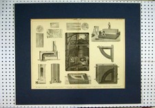 Original Old Antique Print Iron Casting Cupola Furnaces Mould Puddled Bar